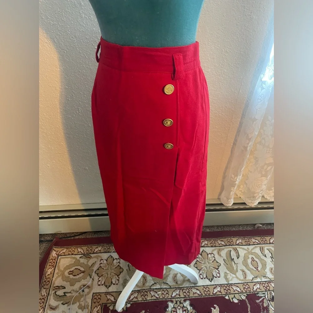 Norton McNaughton: Elegant vintage Red wool skirt - Picture 2 of 6